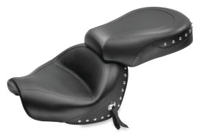 Yamaha V-Star Two-Piece Seat - Mustang Motorcycle - Standard Touring w/Studs - Black - `09-`17